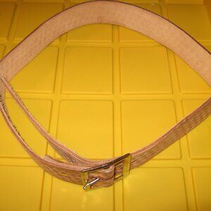 Custom Leathercraft 40" Light Brown Basketweave Cowhide Belt w/ Silver Metal Buc